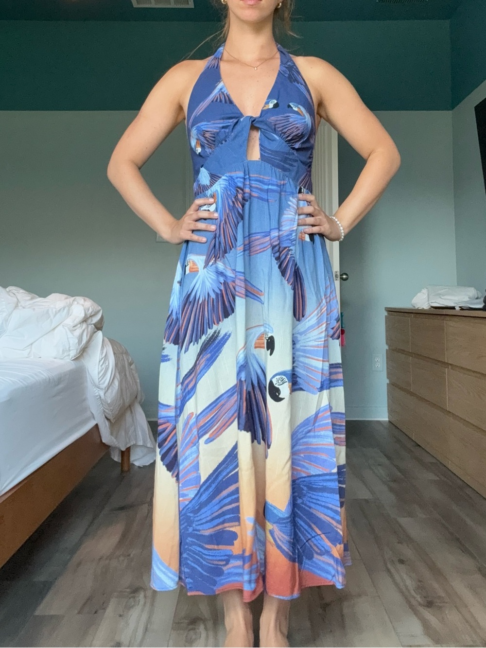 FARM Rio Blue and Purple Halter Sundress